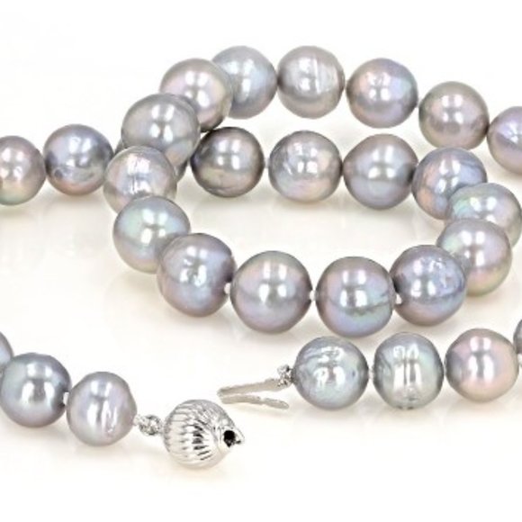 Silver CFW Pearl Rhodium Over Sterling Silver 20 Inch Strand Necklace - Picture 4 of 5